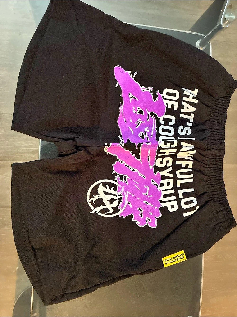 Lost Art Graphic Athletic Shorts in Black & Pink Size Small New
